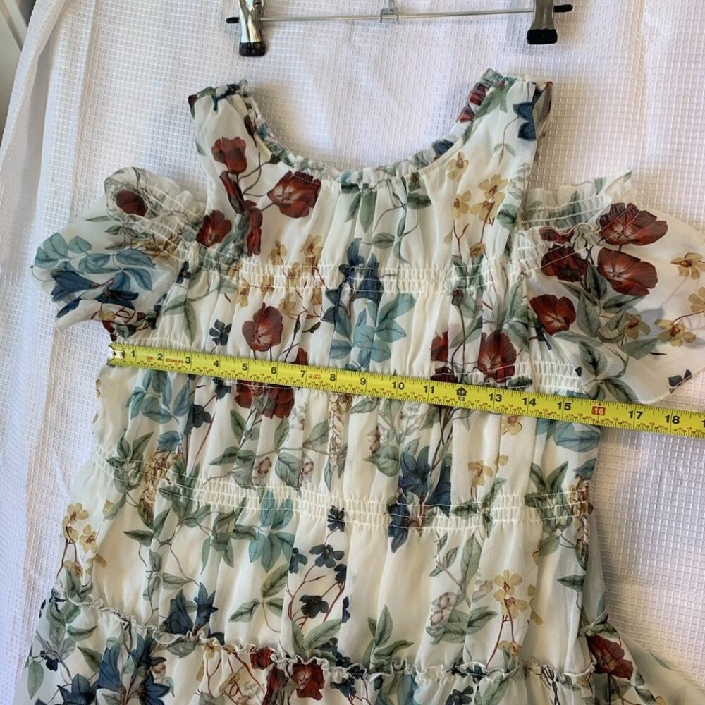 (G-209)Willow & Clay Women’s Floral Cold Shoulder Blouse Size S Boho Sheer Peplu - Picture 9 of 9